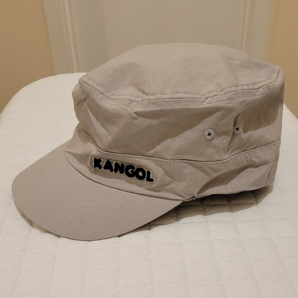 Kangol Ripstop Army Cap Mens L/XL Light Grey Flexfit Cadet Hat Military Gorpcore